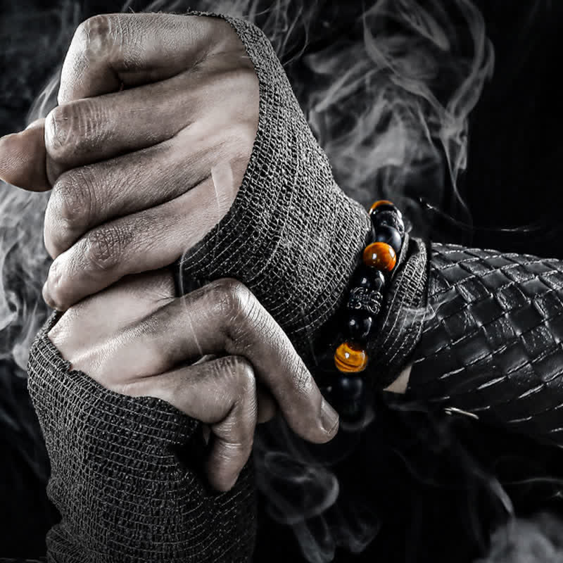 Ragnar - Lord Black Warrior Natural Crystal Bead Bracelet