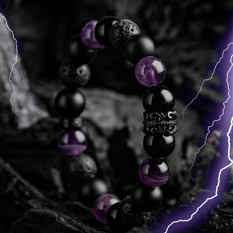 Ragnar - Lord Black Warrior Natural Crystal Bead Bracelet