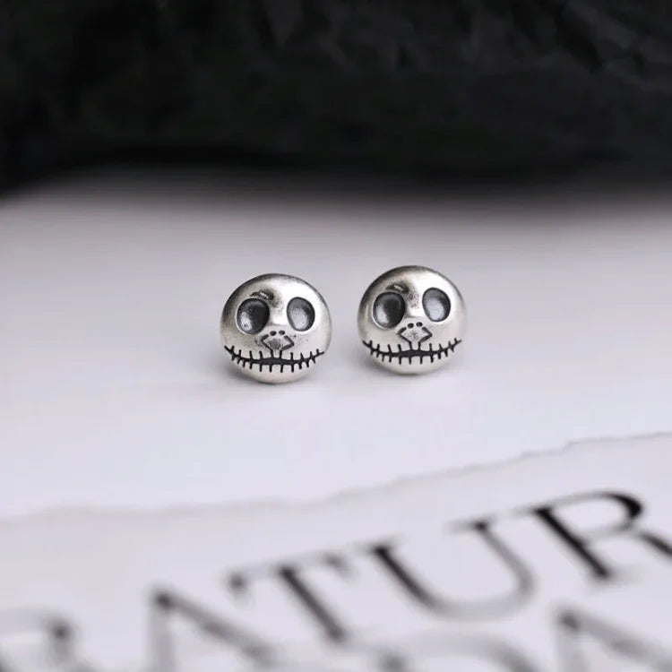 Mara - Handmade Pumpkin Prince Skull Earrings in Sterling Silver