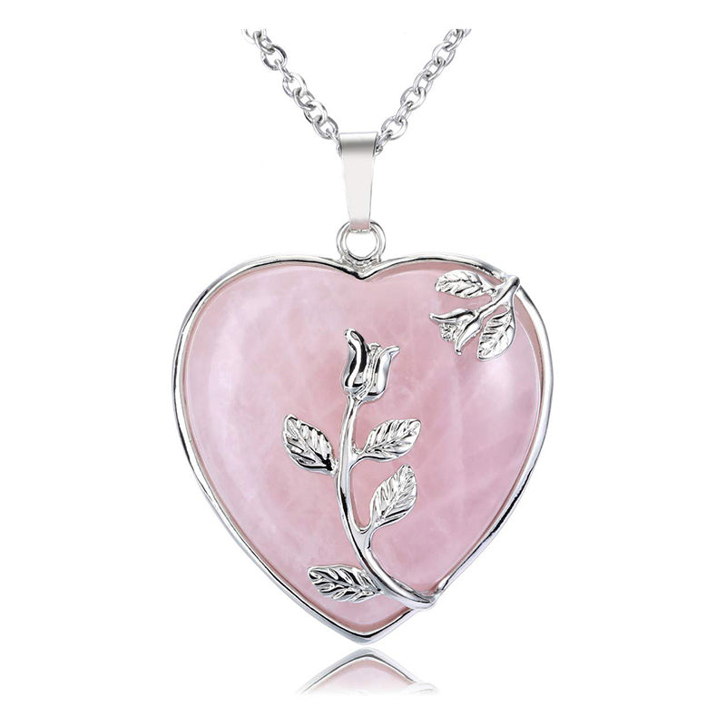 Amara Heart-Shaped Rose Quartz Necklace - Elegant Romantic Pendant