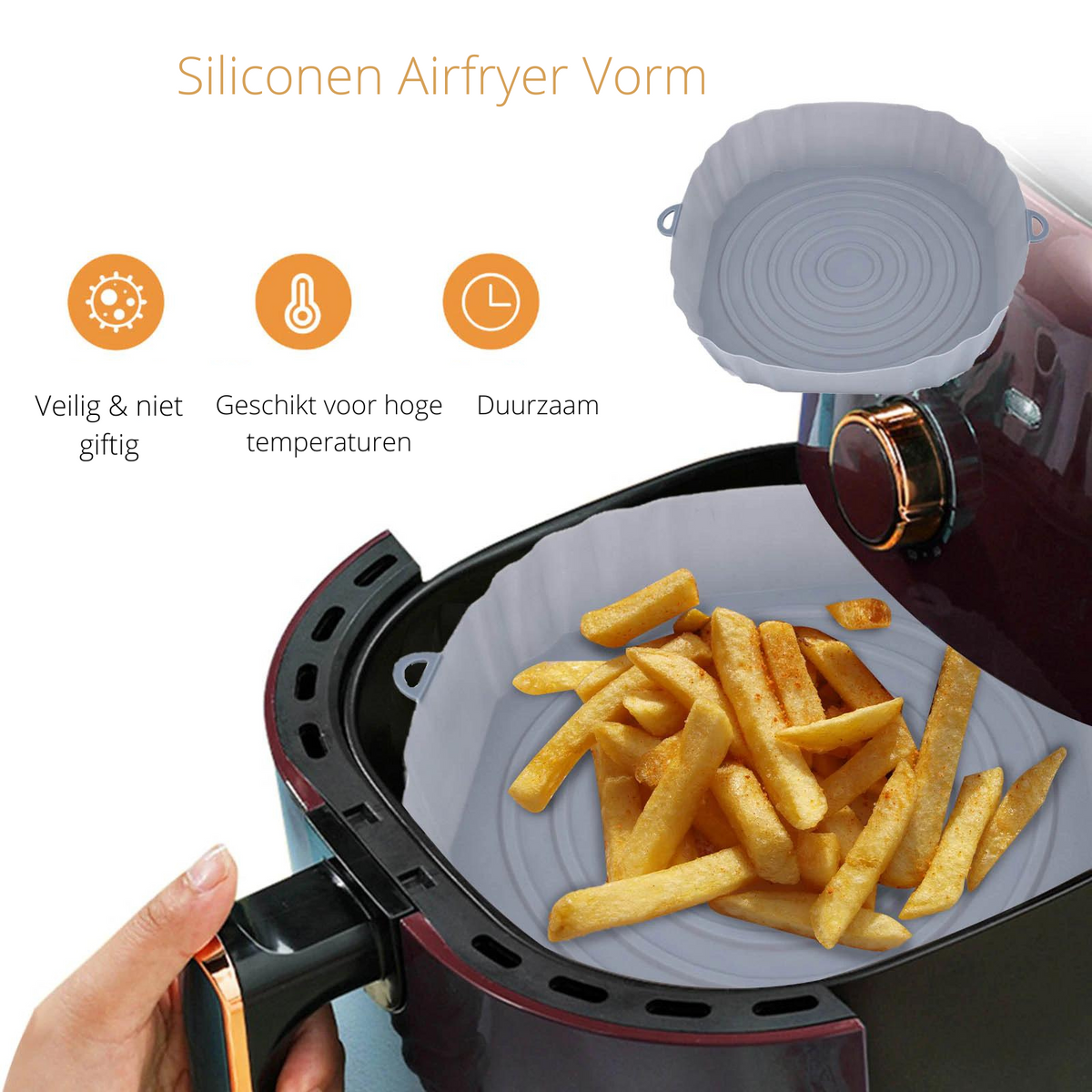 SiliconFry Tray - Reusable Air Fryer Liner, Dishwasher Safe