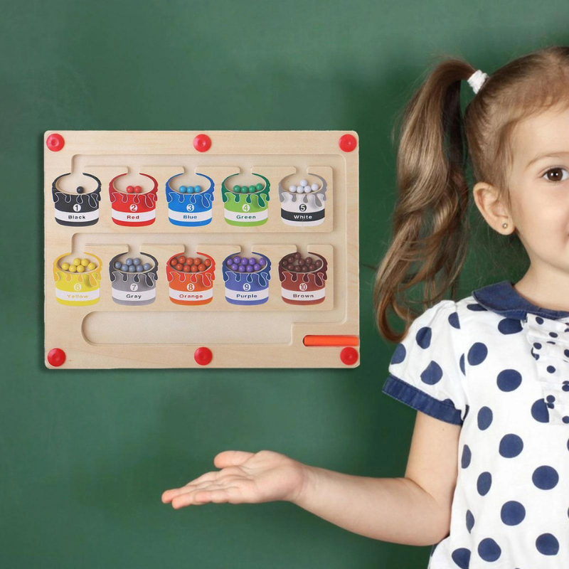 ColorMaze - Magnetic Wooden Color and Number Maze for Kids