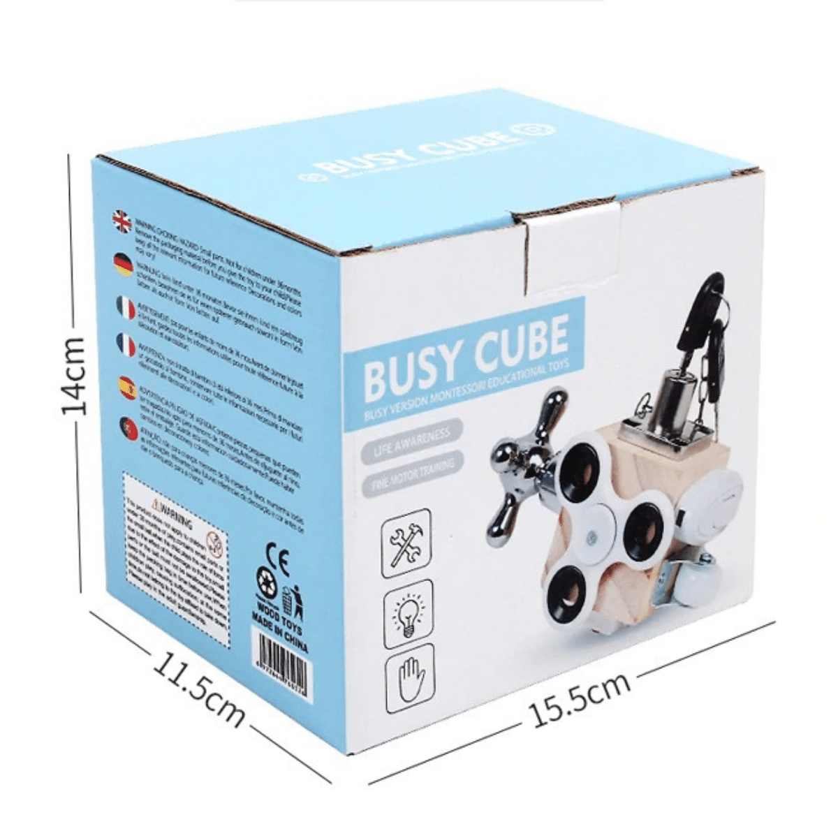 HandyCube - Wooden Activity Cube Puzzle for Kids