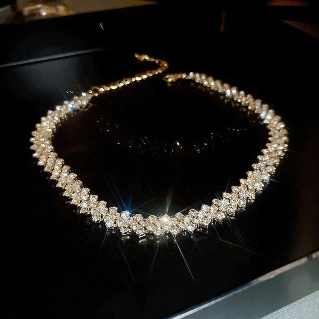Ozella - Golden Gala Choker with Sparkling Stones