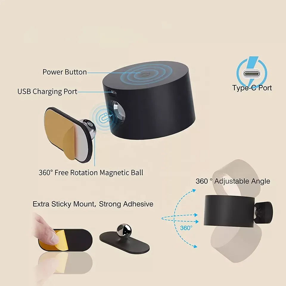 Horbrent - Rotating Rechargeable LED Wall Lamp