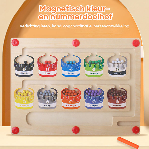 ColorMaze - Magnetic Wooden Color and Number Maze for Kids