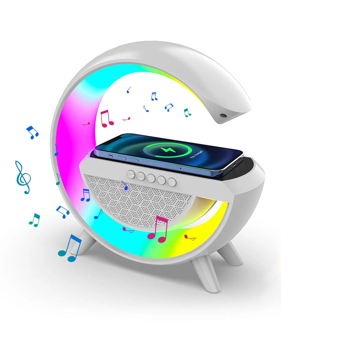 GlowHub - Multifunctional Rechargeable Speaker with Alarm Clock and Ambient Light