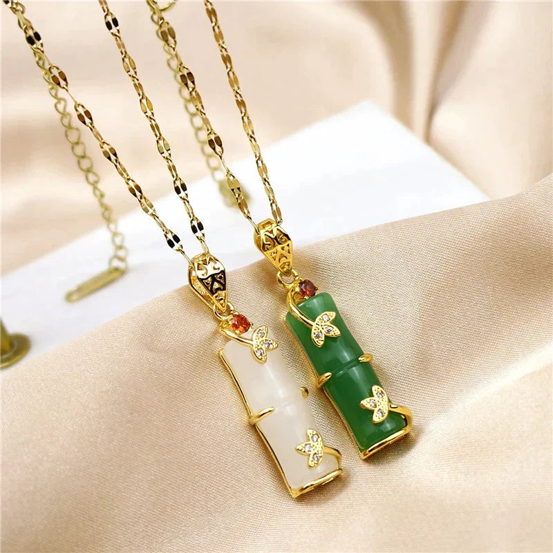Ajaline - Jade Amulet Necklace - Spiritual Pendant for Good Fortune