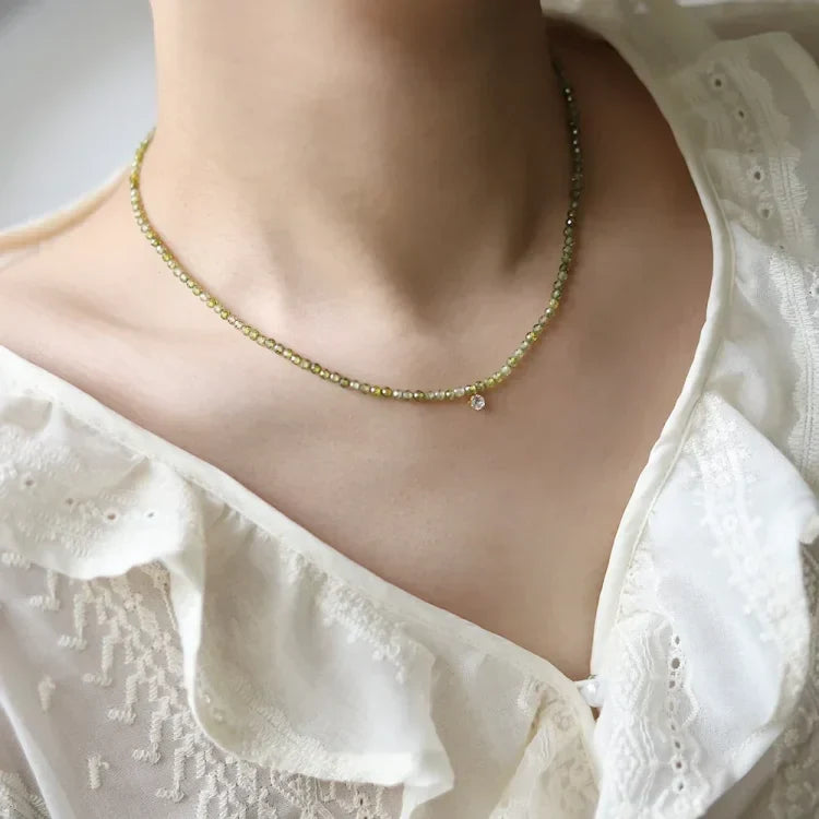 Celeste Necklace - Olive Green Zirconia Statement Piece