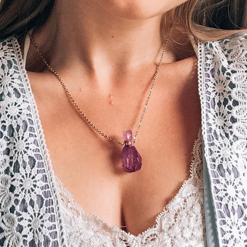 Jozelle - Iris Crystal Perfume Bottle Necklace - Refillable Fragrance Jewelry