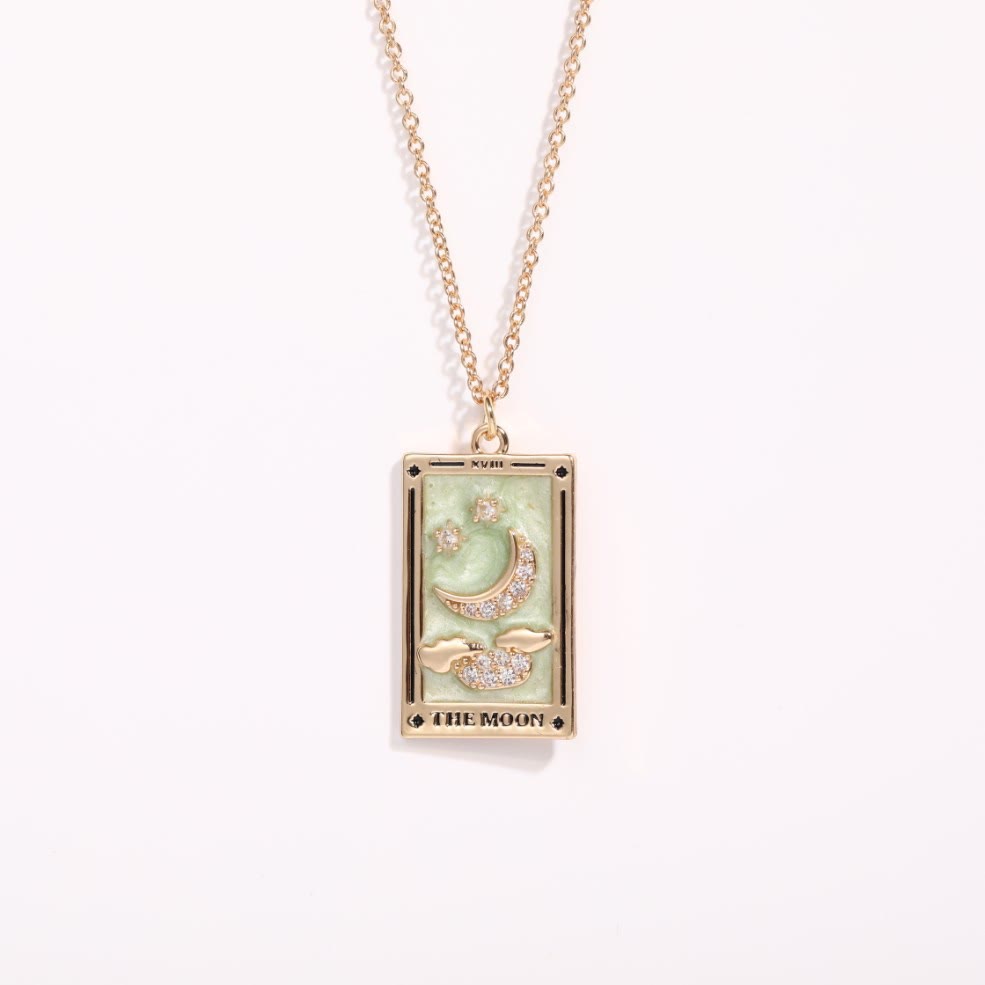 Amara Gold-Plated Tarot Drop Pendant Necklace - Zirconia Charm
