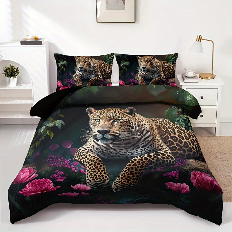 Nirsten - 3-Piece Rose Pattern Duvet Cover Set