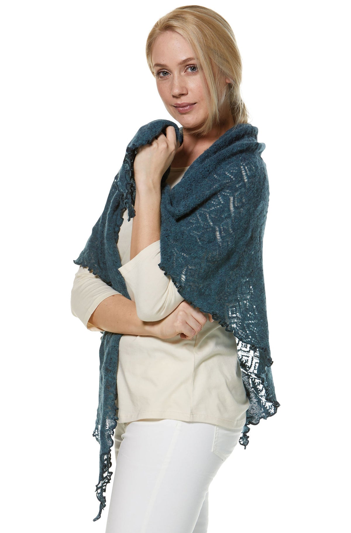 SoftWeave Scarf - Elegant Openwork Knit in Lightweight Fabric
