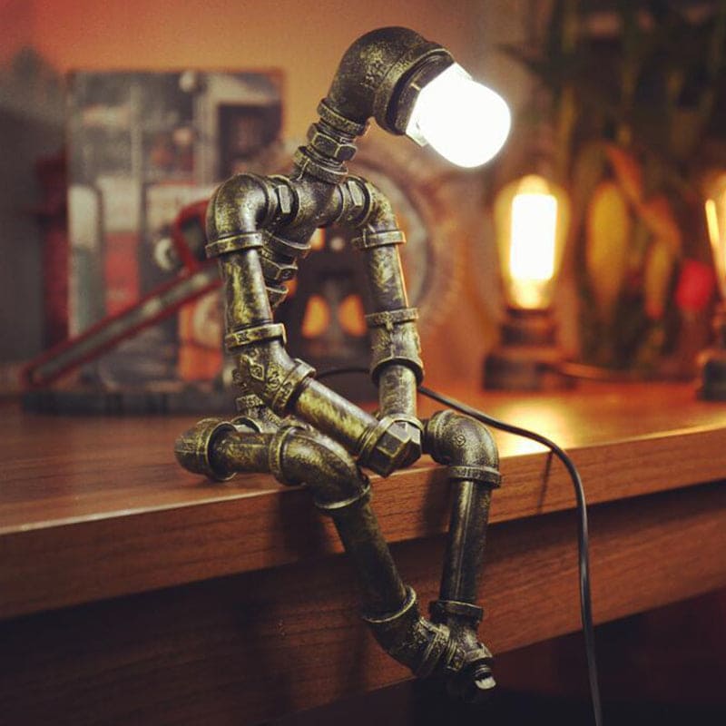 RoboShine - Playful Iron Robot Table Lamp