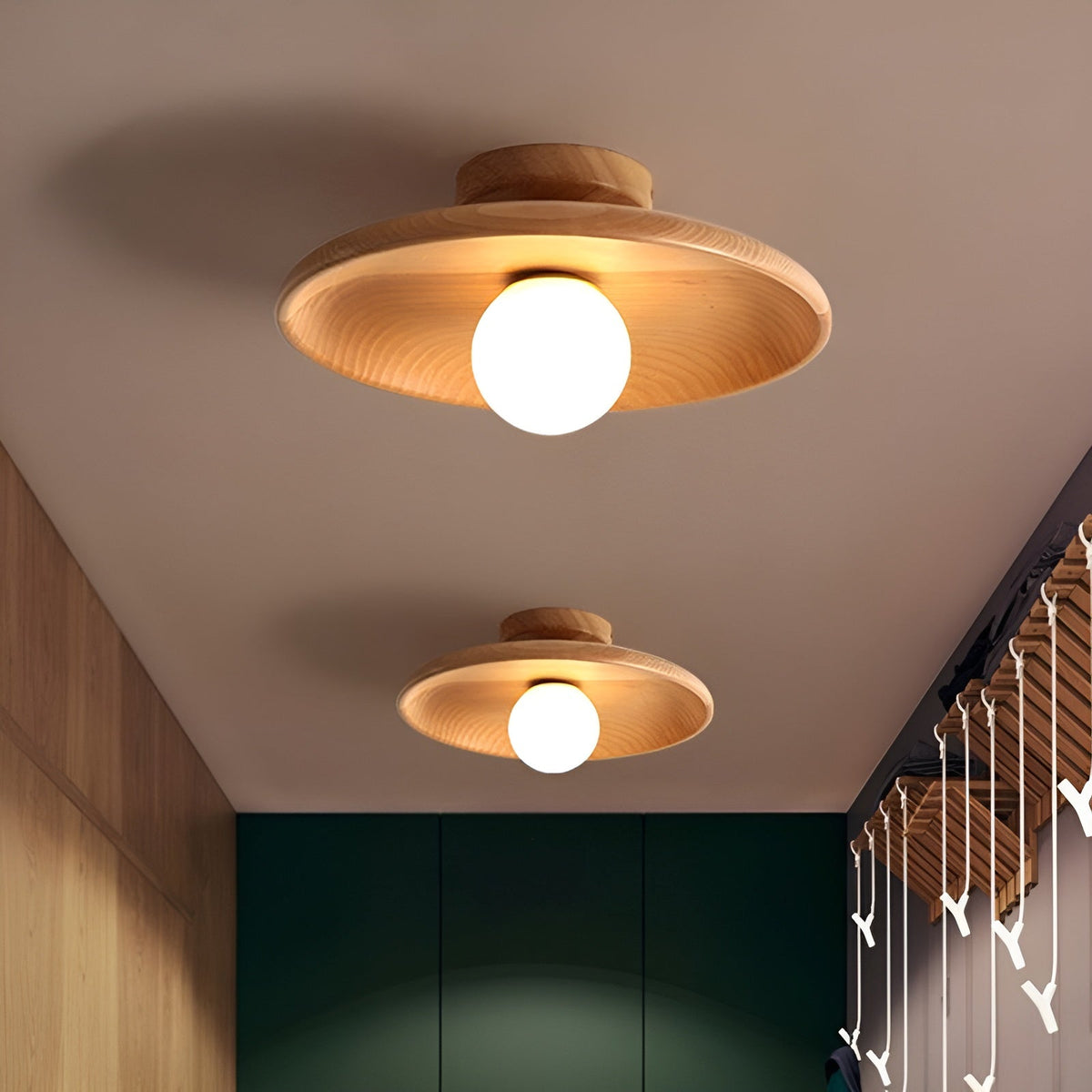WoodBliss - Minimalist Wabi Sabi Wooden Ceiling Lamp