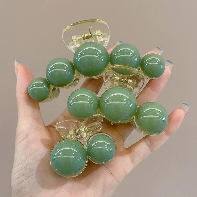 Liana Hair Clip - Elegant Green Pearl Design