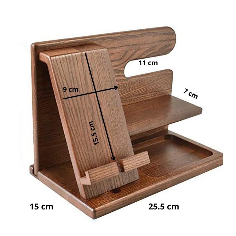 WoodDock - Stylish Wooden Organizer for Everyday Devices
