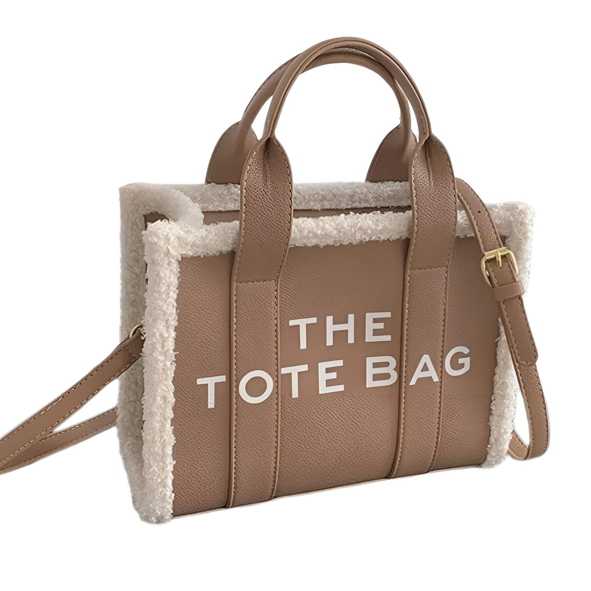 LuxVibe Bag - Stylish PU Leather Tote with Faux Fur Trim