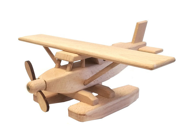 WoodFlyer - Wooden Water Plane with Spinning Rotor for Kids 3+