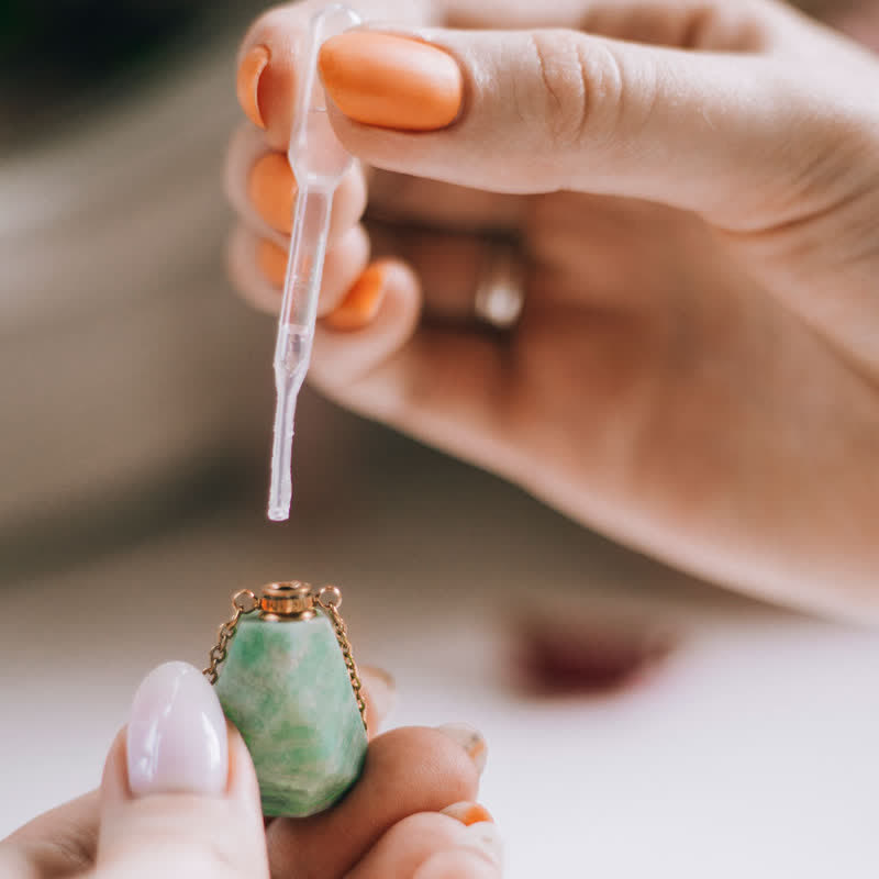 Jozelle - Iris Crystal Perfume Bottle Necklace - Refillable Fragrance Jewelry