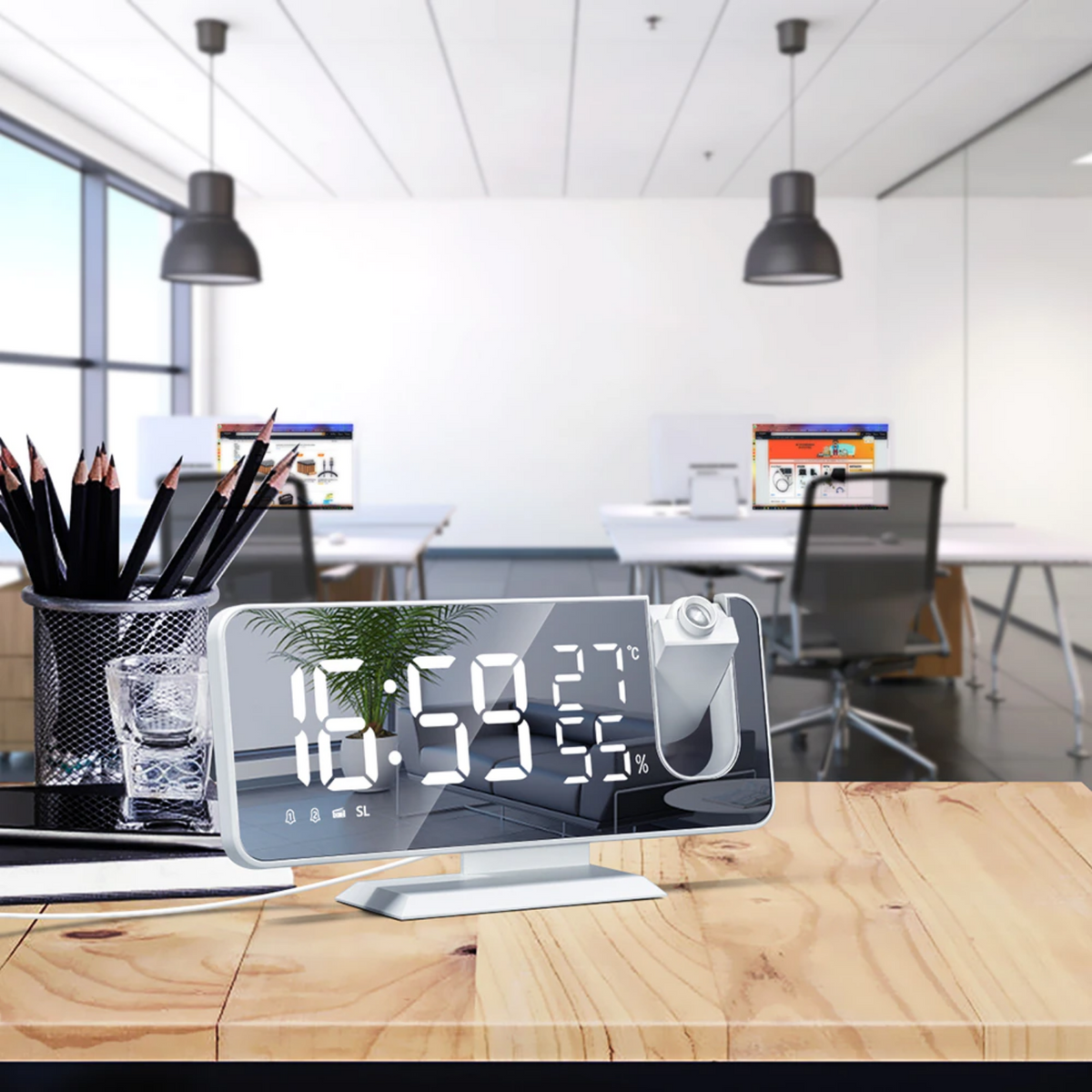 Astronatic Alarm Clock - LED Display with 180° Time Projector