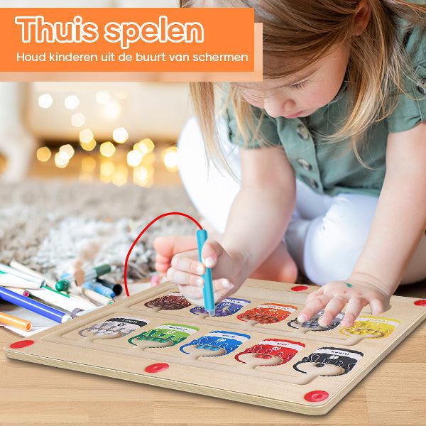 ColorMaze - Magnetic Wooden Color and Number Maze for Kids