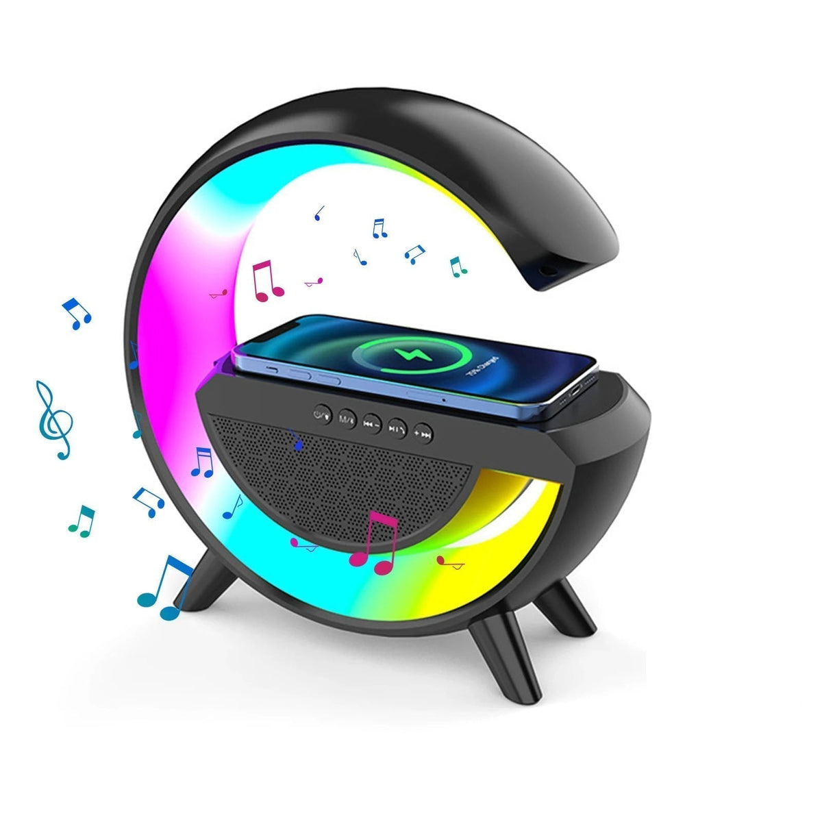 GlowHub - Multifunctional Rechargeable Speaker with Alarm Clock and Ambient Light