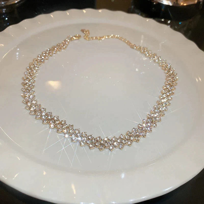 Ozella - Golden Gala Choker with Sparkling Stones