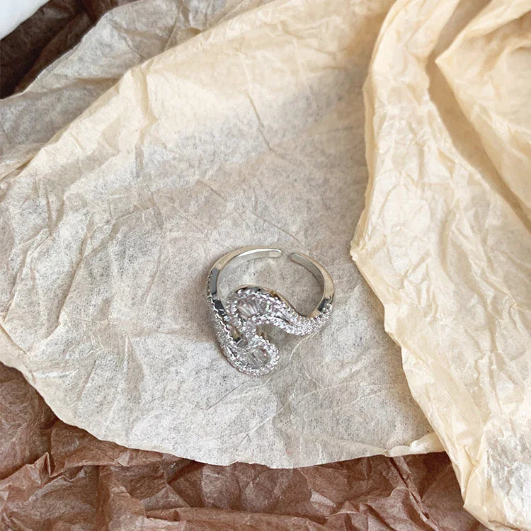 Seraphine Ring - S-Shaped Silver Ring with Sparkling Zirconia