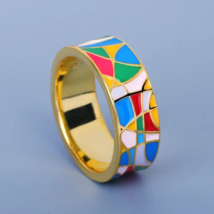 Nadia - Elegant Enamel Cubic Zirconia Ring