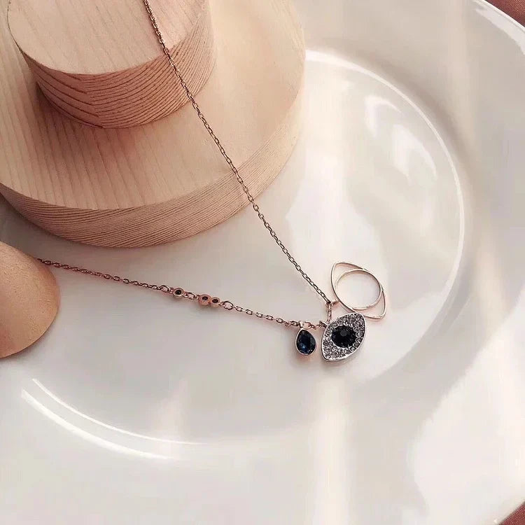 Amira Evil Eye Necklace and Bracelet Set - Rose Gold Protective Jewelry Set