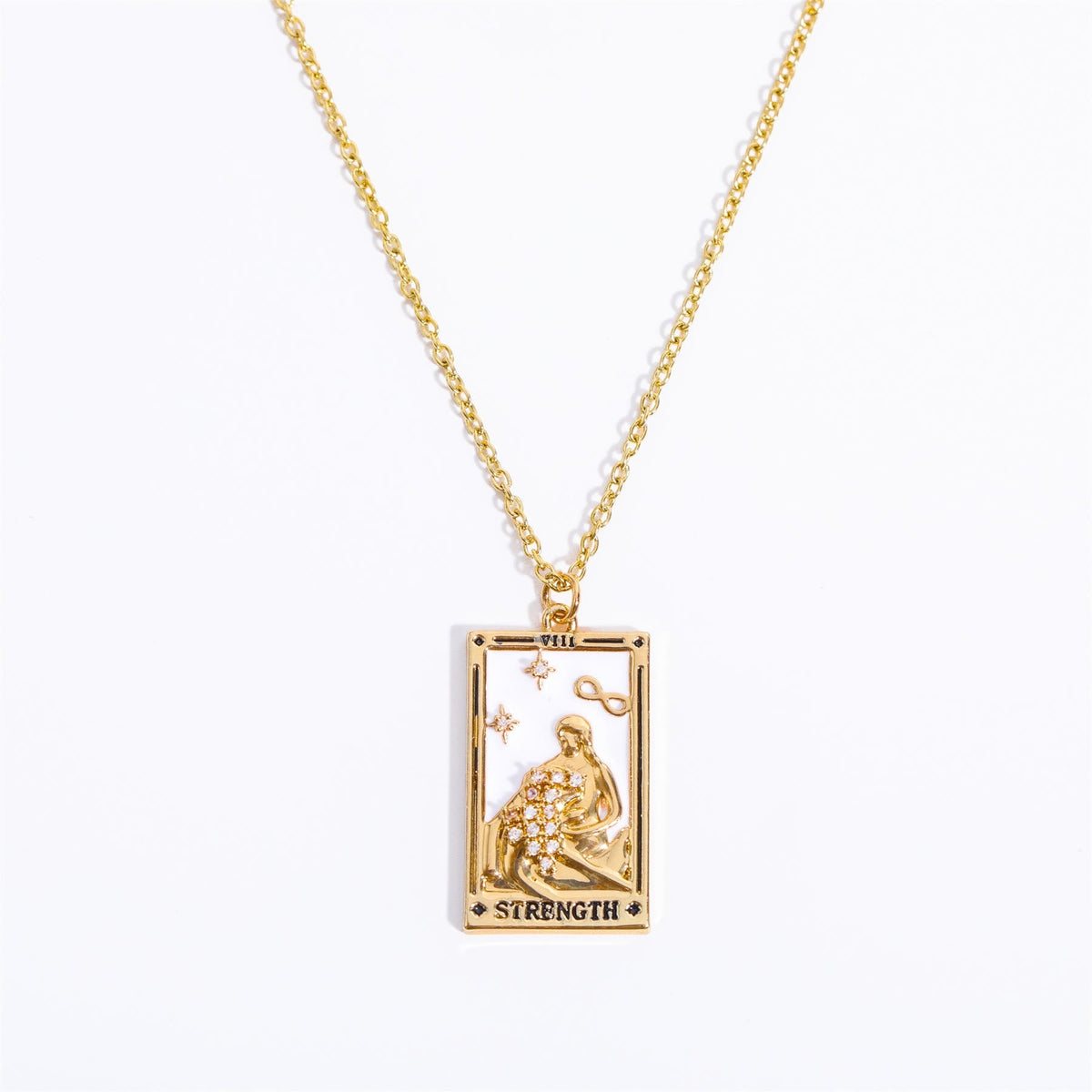 Amara Gold-Plated Tarot Drop Pendant Necklace - Zirconia Charm