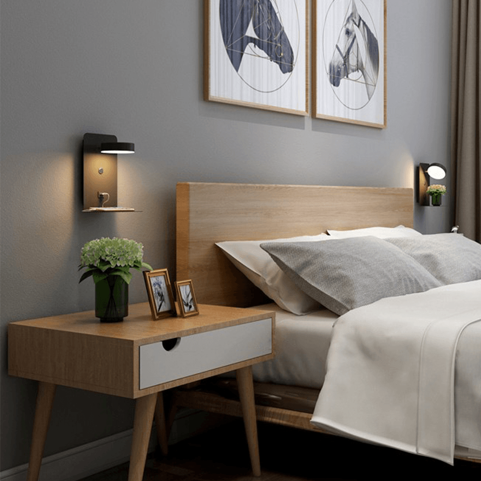 GlowUp Light Station - Modern LED Wall Lamp with USB Charging Station