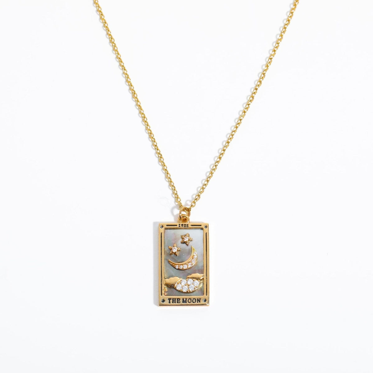Amara Gold-Plated Tarot Drop Pendant Necklace - Zirconia Charm