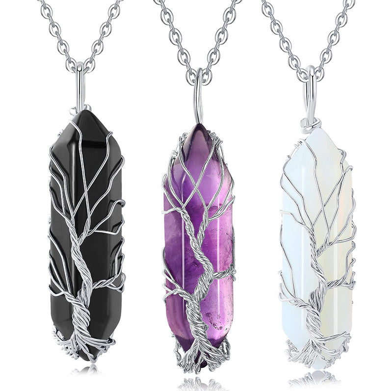Elara Tree of Life Gemstone Necklace - Radiant Crystal Pendant