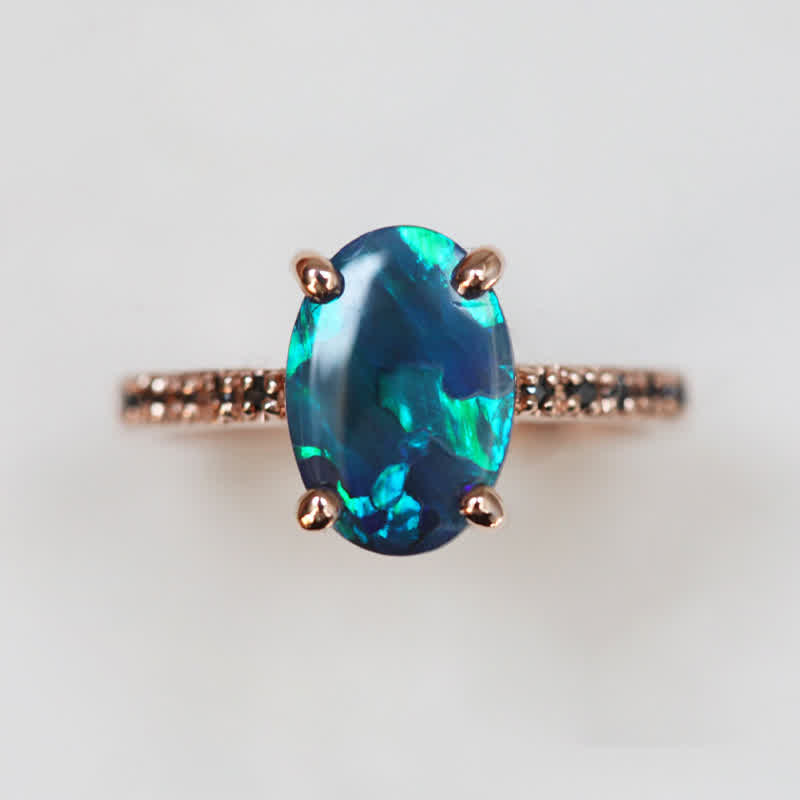 Isabella - Sapphire and Opal 3-Piece Ring Set