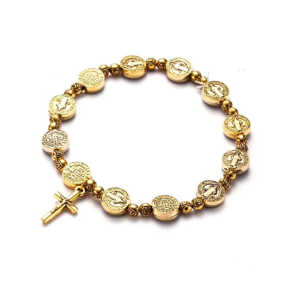 Solana - Gold and Silver Christian Cross Bracelet