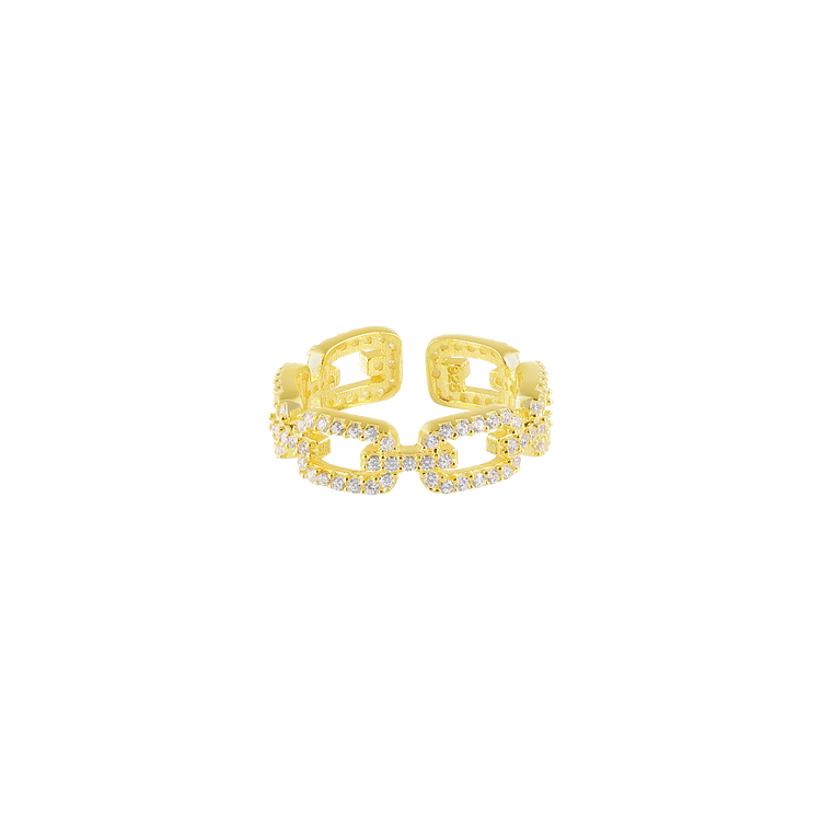 Marina - Radiant Gold Chain Ring with Zirconia