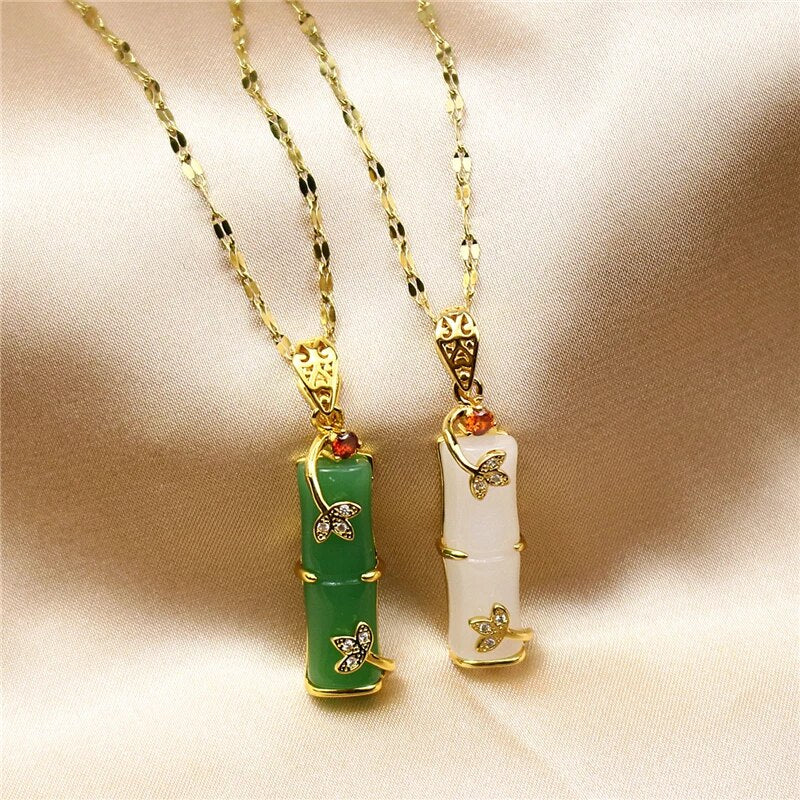 Ajaline - Jade Amulet Necklace - Spiritual Pendant for Good Fortune