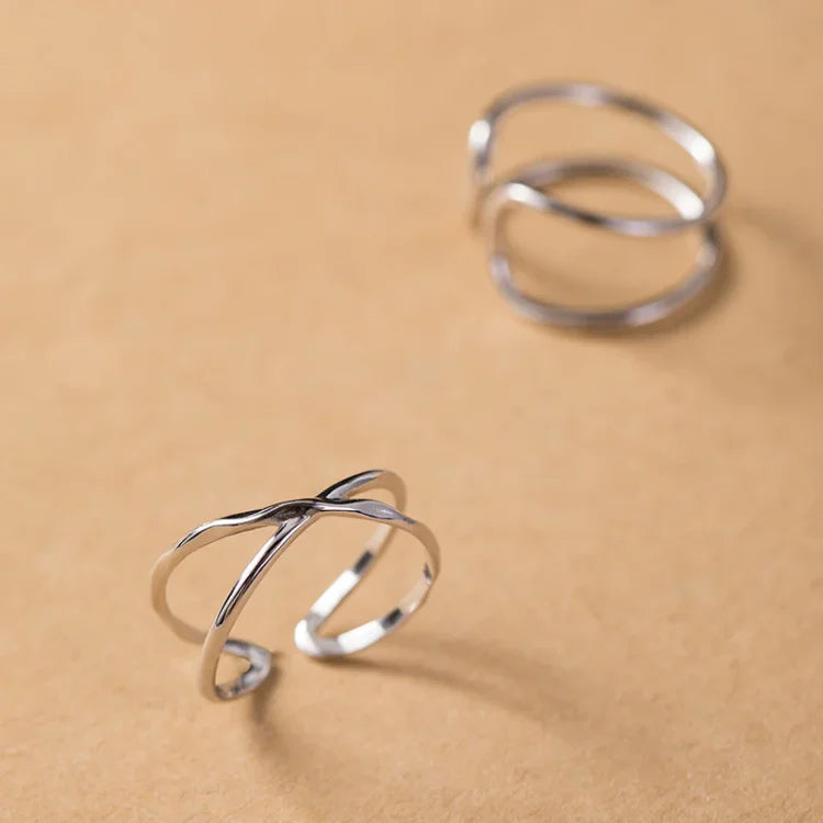 Lina Ring - Adjustable Double Line Design in Sterling Silver