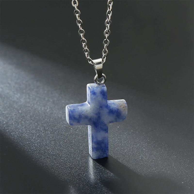 Bysera - Natural Gemstone Cross Necklace