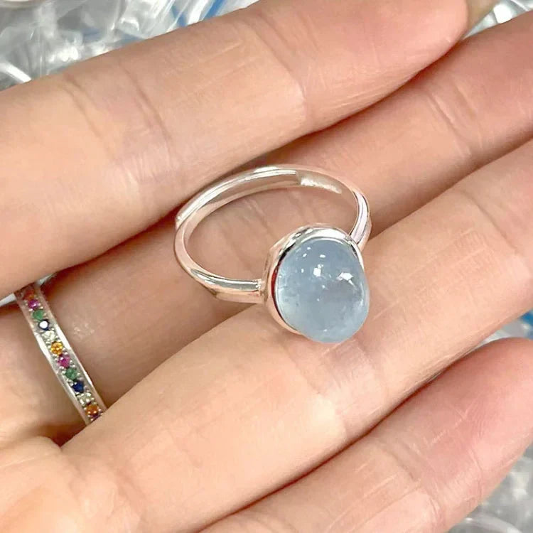 Nerida - Elegant Silver Ring with Aquamarine Gemstone