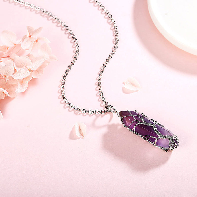 Elara Tree of Life Gemstone Necklace - Radiant Crystal Pendant