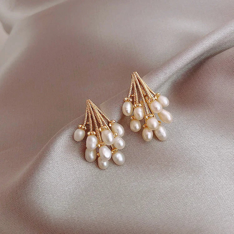 Noelle Earrings - 18K Gold-Plated Silver Pearl Tassel Earrings