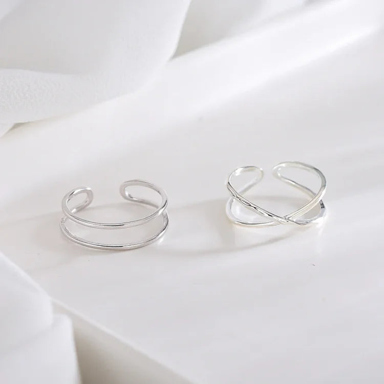 Lina Ring - Adjustable Double Line Design in Sterling Silver