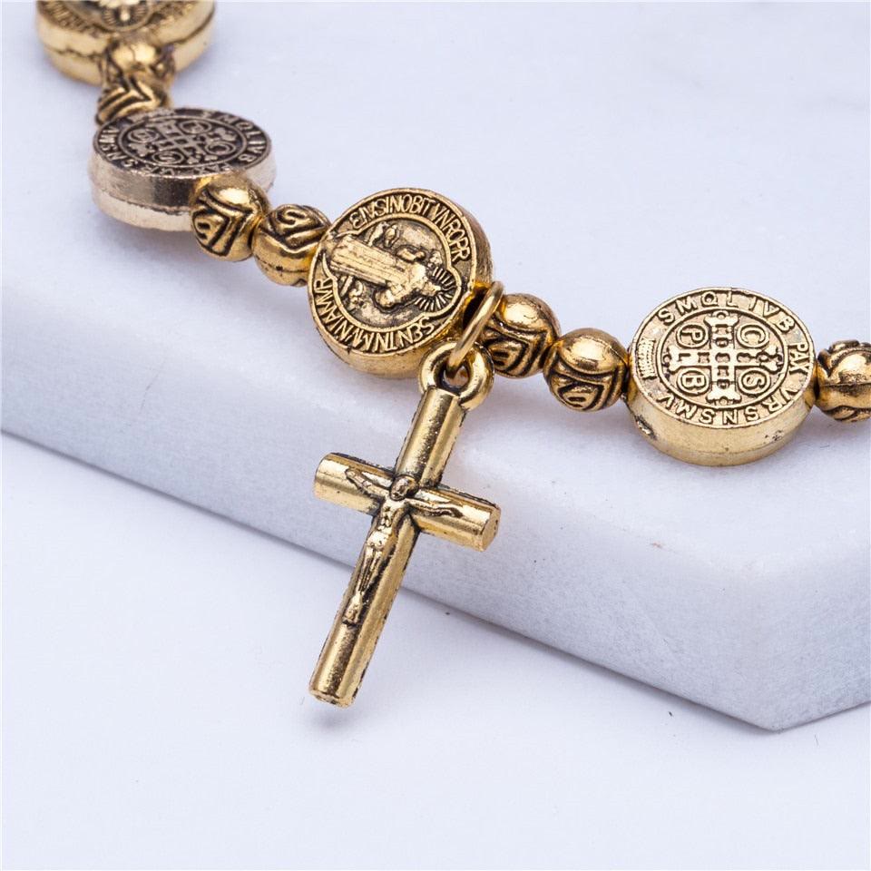 Solana - Gold and Silver Christian Cross Bracelet