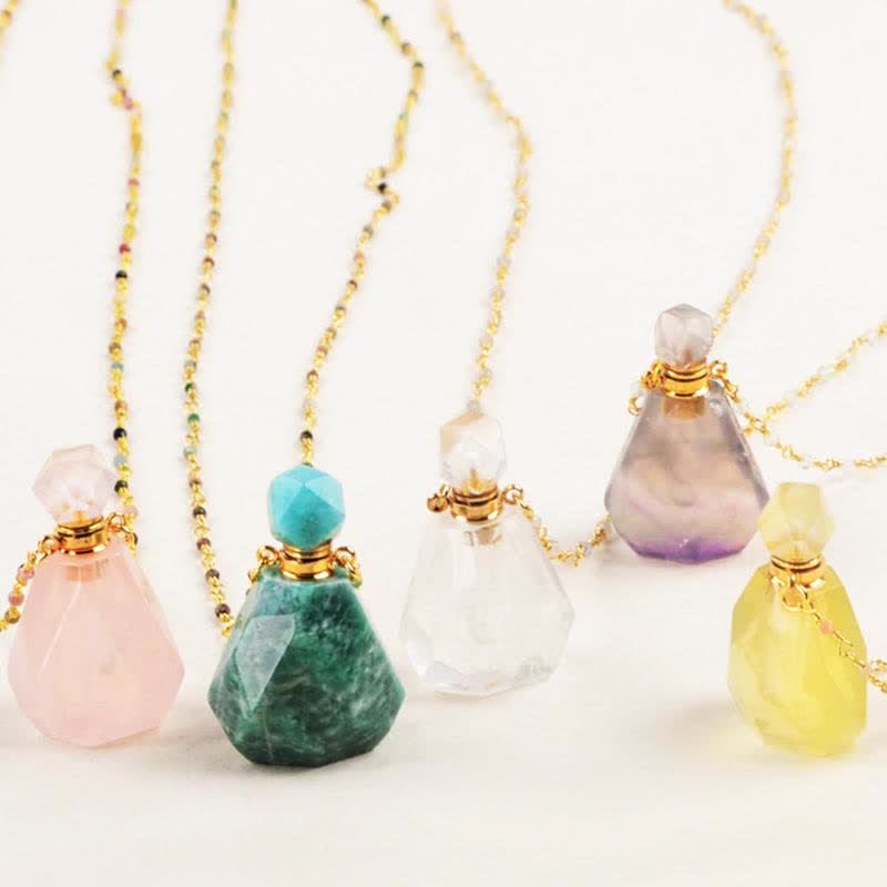 Jozelle - Iris Crystal Perfume Bottle Necklace - Refillable Fragrance Jewelry