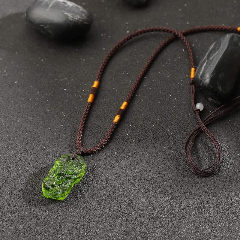 Ekavira - Green Moldavite Pendant Necklace for Purification