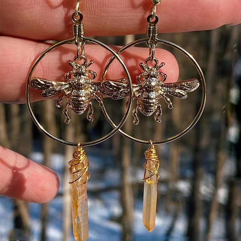 Naluna - Natural Crystal Moon and Stars Earrings