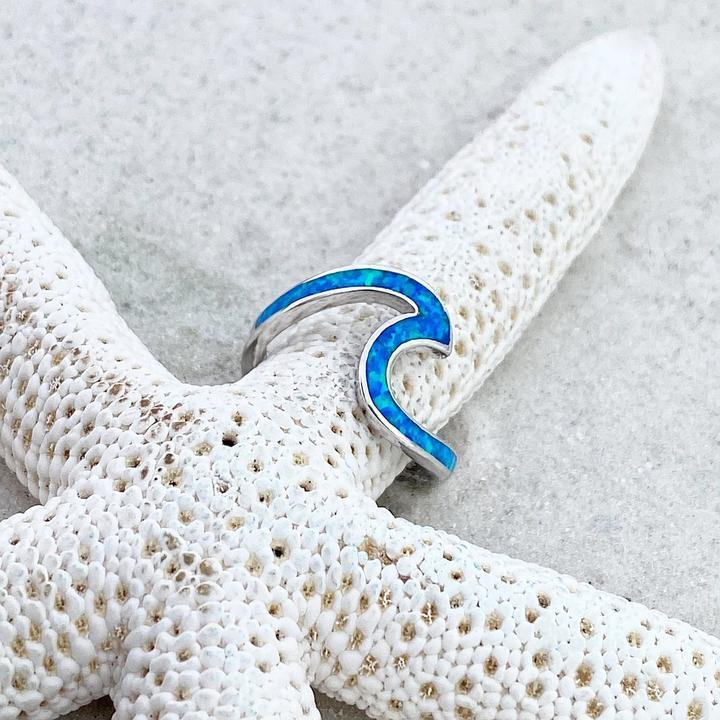 Maren Ocean Wave Opal Ring - Elegant Sterling Silver Design